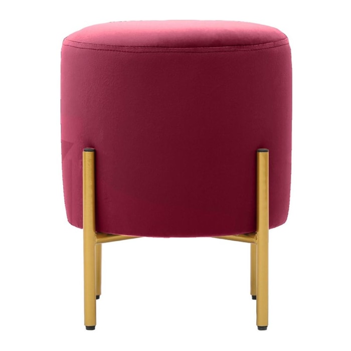 Pouf design We Home in velluto amaranto e piedi in ottone