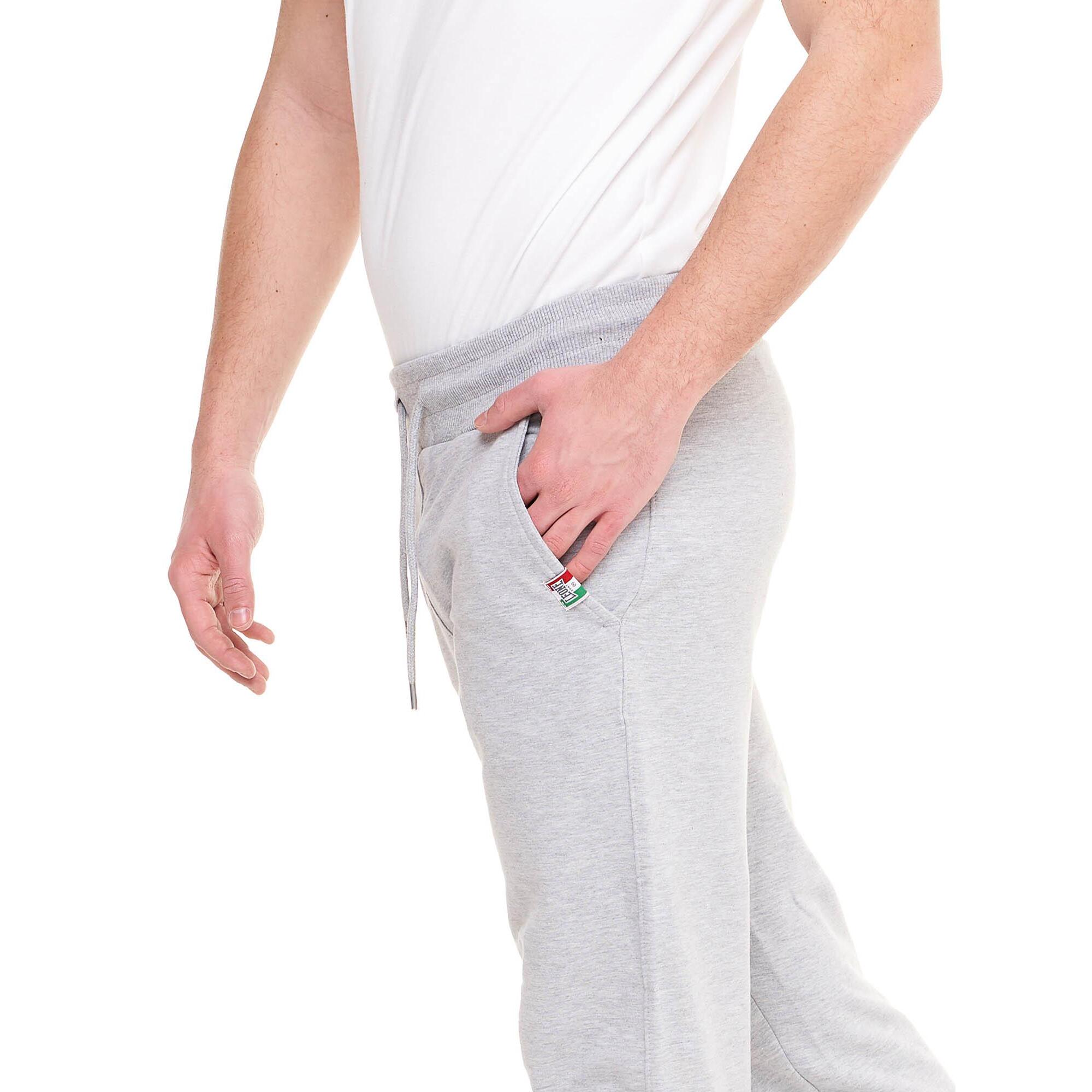Pantalones básicos de hombre Leone con logo grande en algodón sin cepillar.