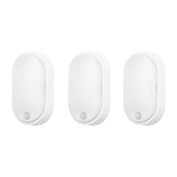 FORLIGHT MOO (3uds) Aplique de Pared Exterior LED IP54 Sensor Crepuscular de Movimiento Temperatura Regulable. Color Blanco