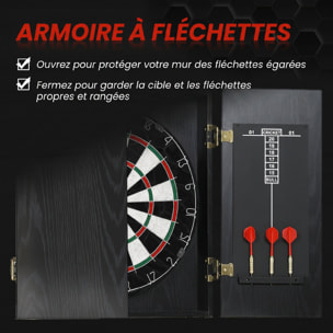 Cible de fléchettes - armoire à fléchettes - jeu de fléchettes - effet bois noir