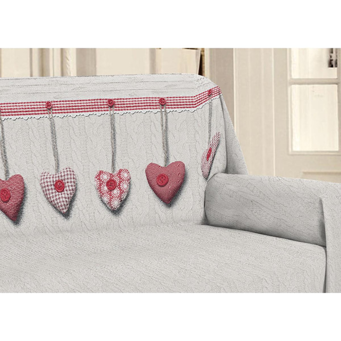 Telo Arredo Multiuso Copritutto 100% Cotone Cuore Appeso Rosso