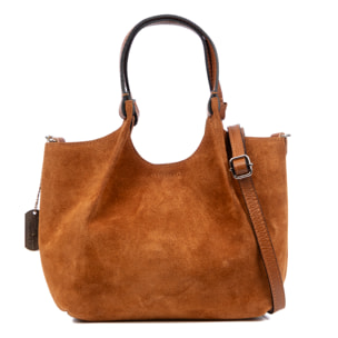 Baragiano borsa tote donna. Pelle scamosciata autentica.