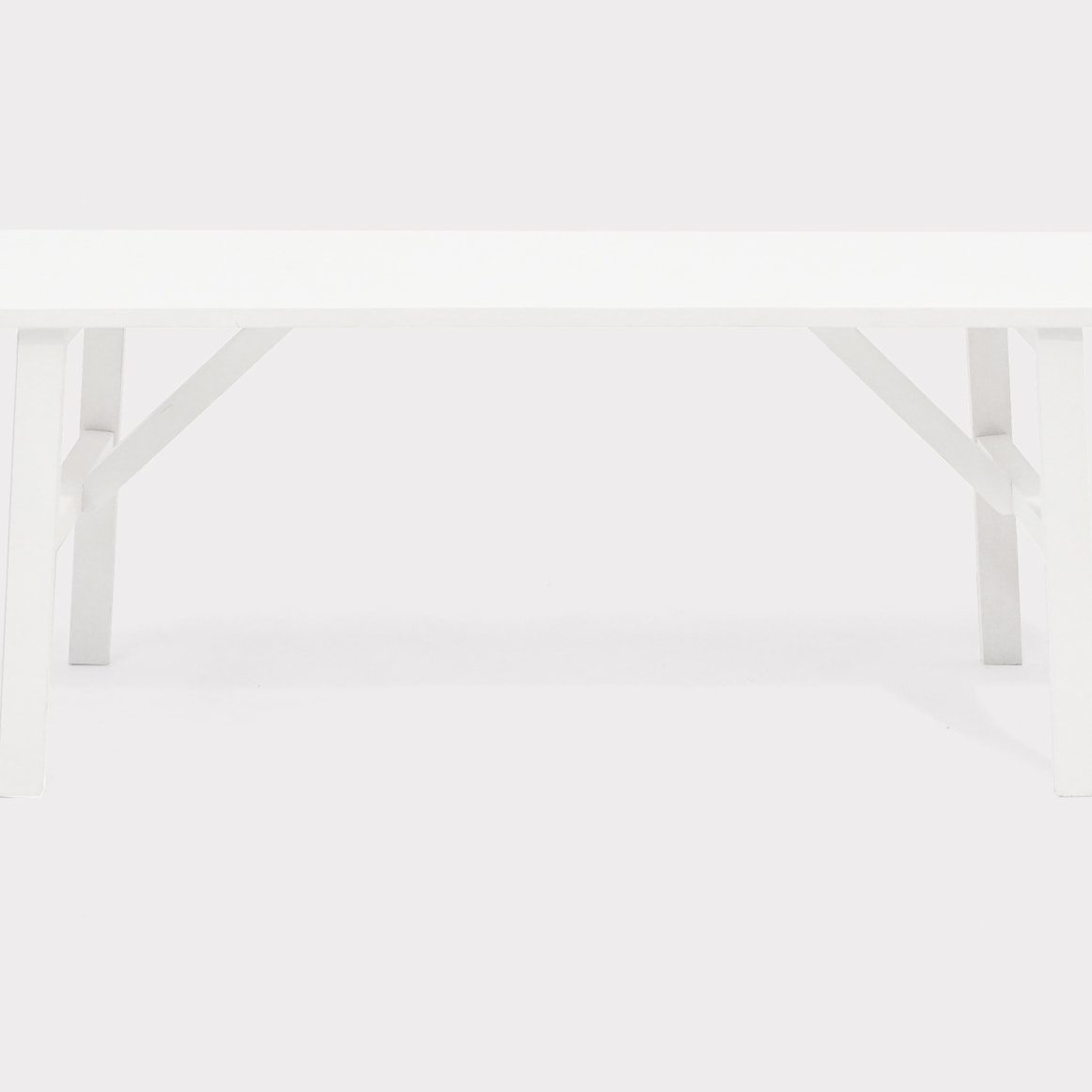 Banqueta de madera maciza en tono blanco de 120x45cm Alto: 45 Largo: 120 Ancho: 35