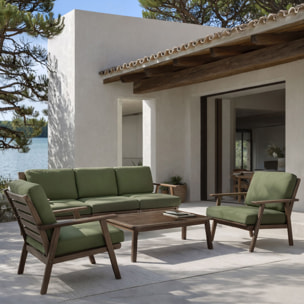 Salon de jardin en bois d'acacia et tissu kaki 5 places PALAU