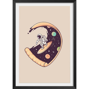 Affiche enfant surf en cosmos  Affiche + cadre en bois - Noir