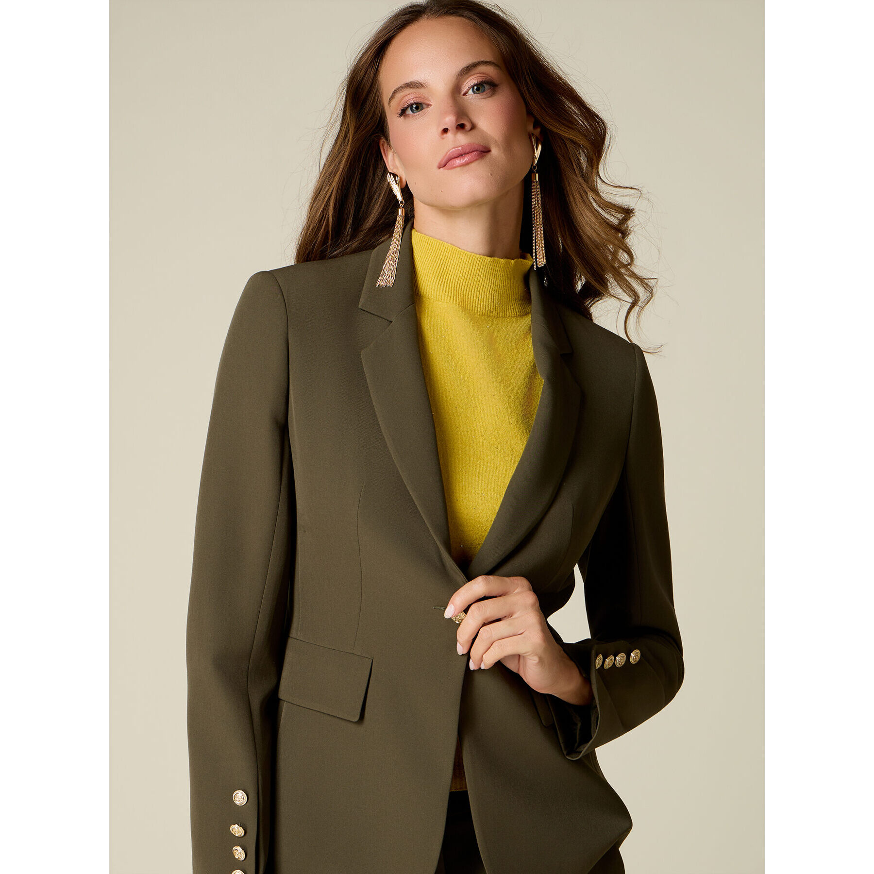 Oltre - Blazer monopetto con bottoni dorati - Verde militare