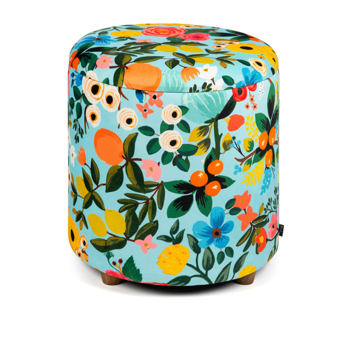 Pouf contenitore Excelsa Fiori Frida in velluto e legno 39x39x43 cm multicolore