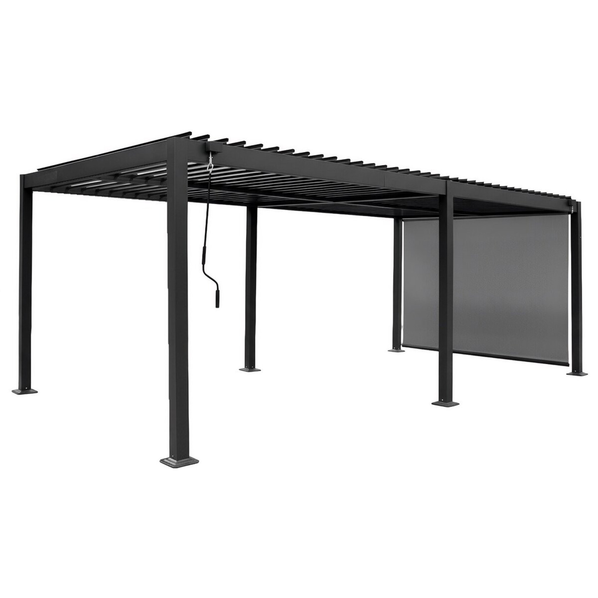 Pergola bioclimatique avec rideau en aluminium "Kensington" - 3 x 6 m - Gris