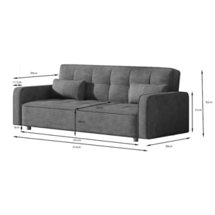 Canapé scandinave convertible 3 places en velours côtelé terracotta COOPER