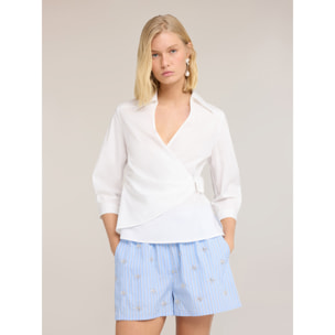 Motivi - Camicia wrap in popeline - Bianco