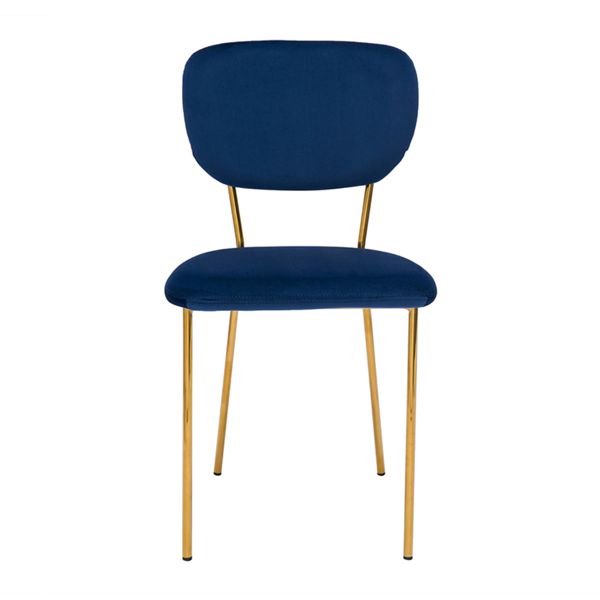 Chaises design en tissu velours bleu foncé et métal doré (lot de 2) LEPIDUS
