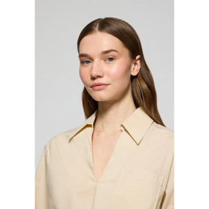 Blusa Solar beige in cotone con particolare ricamato