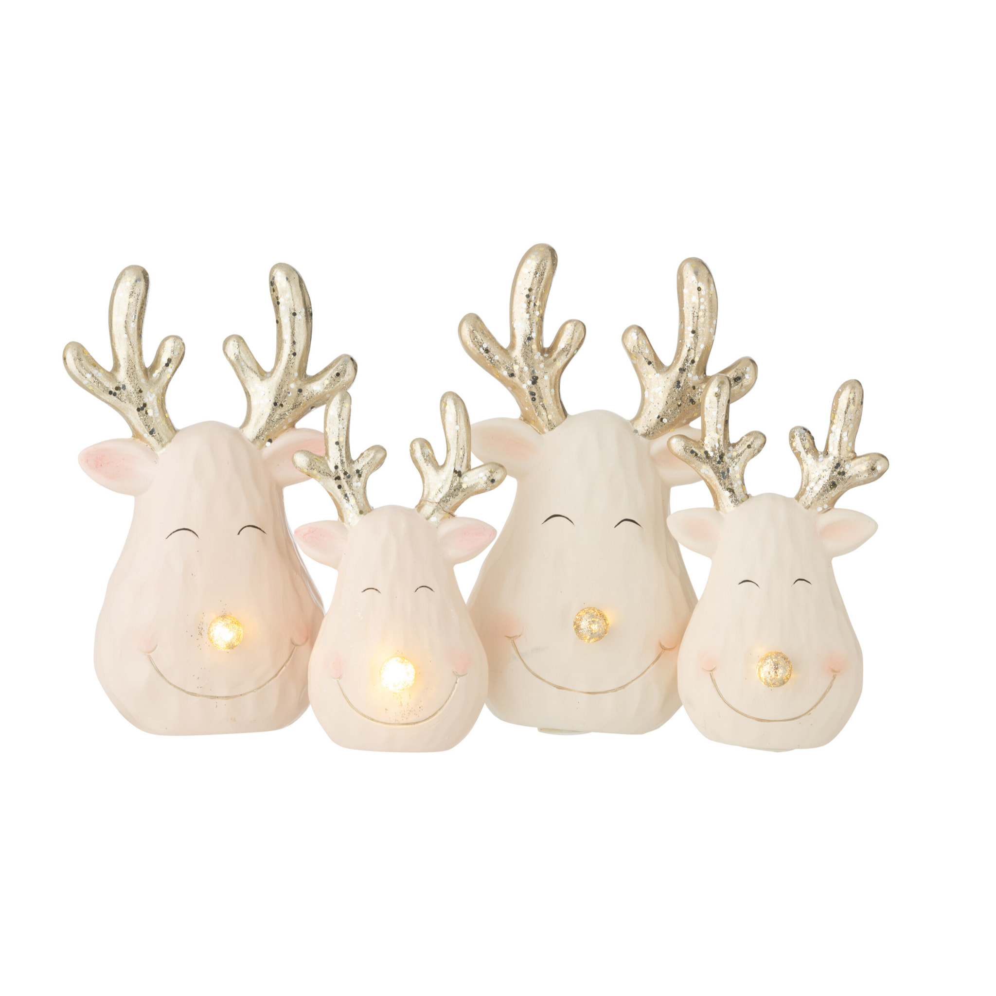 J-Line figurine Tête de Renne - céramique - mix - large - 2 pièces - lumières LED