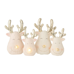 J-Line figurine Tête de Renne - céramique - mix - large - 2 pièces - lumières LED