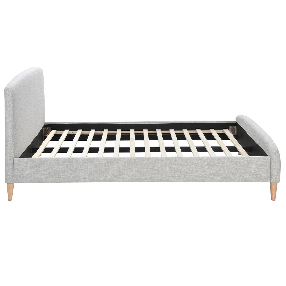 Lit 2 places 160x200 cm en tissu gris clair NIELS