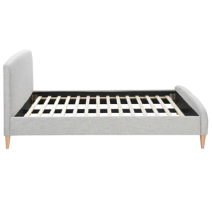 Lit 2 places 160x200 cm en tissu gris clair NIELS