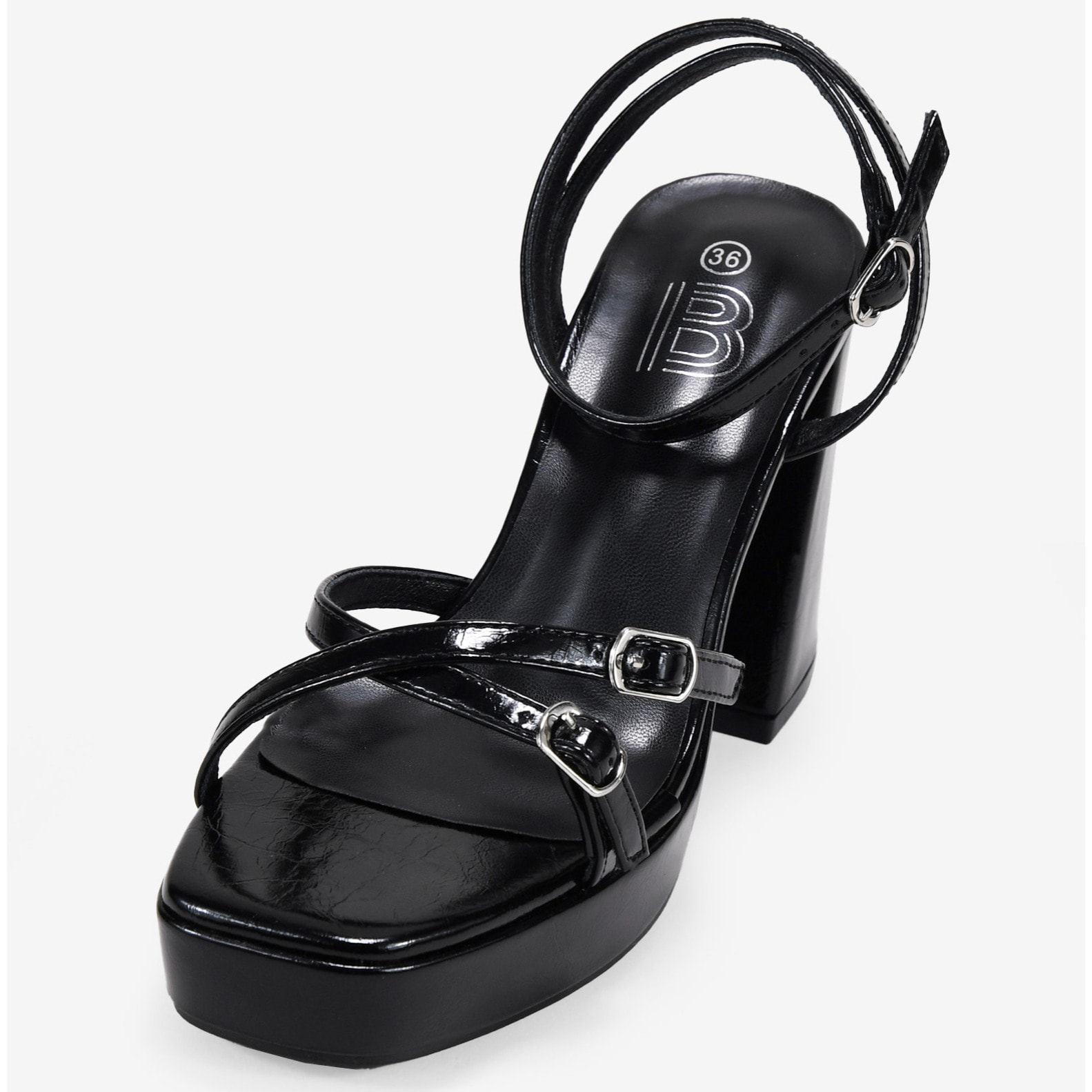 Sandalias de tacón negras con hebillas