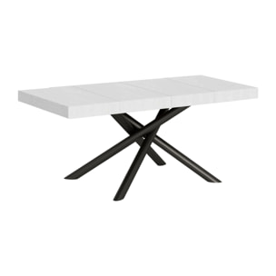 Table extensible 90x140/244 cm Famas Premium Frêne Blanc cadre Anthracite