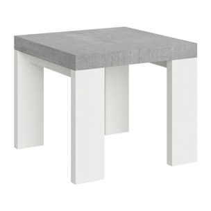 Table Roxell Mix Extensible dessus Ciment structure Frêne Blanc 90x90 Allongée 246