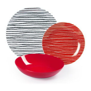 Service de table 18 pièces Excelsa – Crazy Line, Porcelaine Multicolore