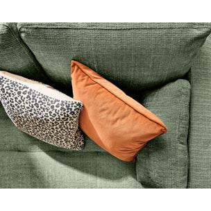 Anna - canapé droit 3 places convertible avec poche en velours texturé - Vert sauge