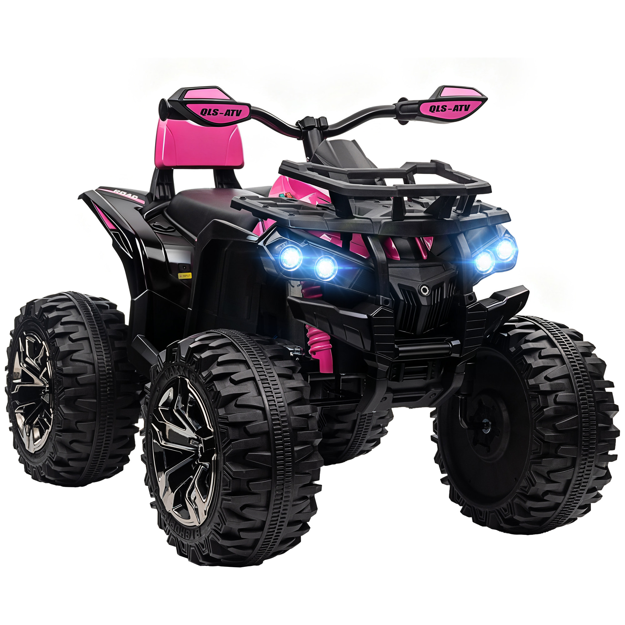 HOMCOM Quad Eléctrico para Niños 12V 10AH, Quad para Niños de 3–5 Años con 2 Motores, Suspensión, Arranque Suave, 3-8 km/h, Música, Faros LED, MP3, USB, Tarjeta TF, Pedal, Avance y Retroceso, Rosa