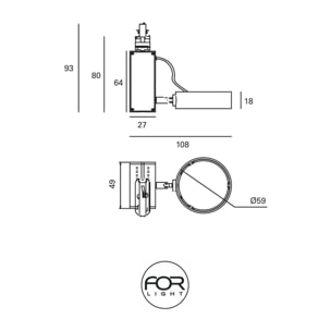 Forlight Proyector Ip20 Key Model Round Gu10 15W Negro