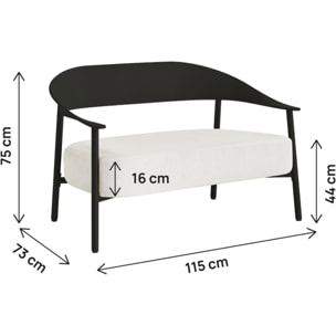 Canapé de jardin en plastique et en métal "Céora" - 2 places - Noir