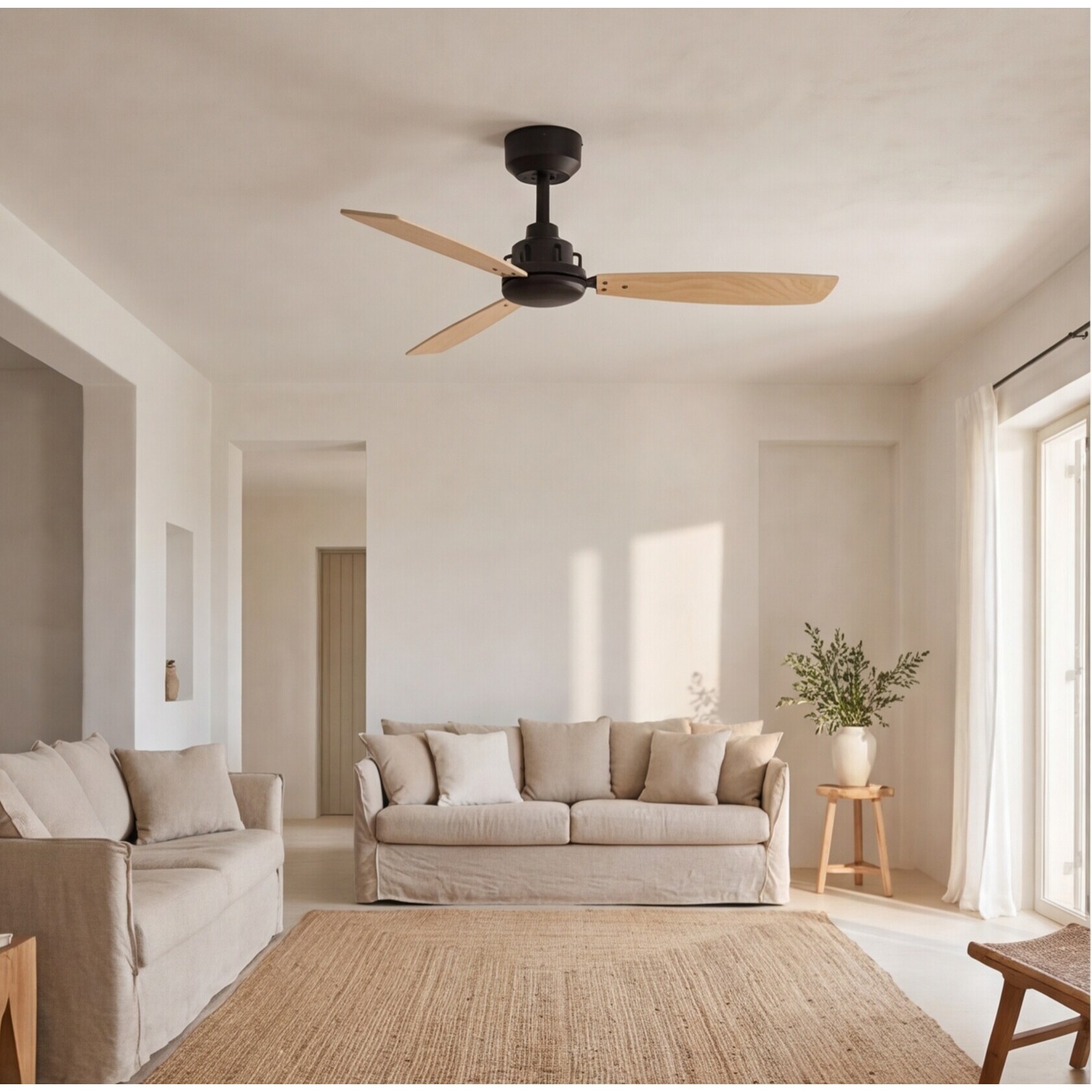 Forlight Ventilador Xaloc ø1000mm Light For Life Negro Madera clara
