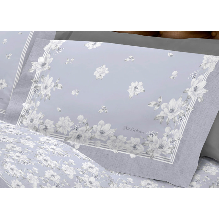 Completo Lenzuola In Calda Flanella Made In Italy Linea Europa Marsiglia Grigio