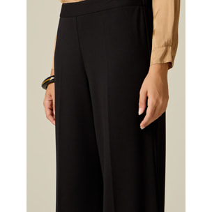 Oltre - Pantaloni palazzo in tessuto crêpe - Nero