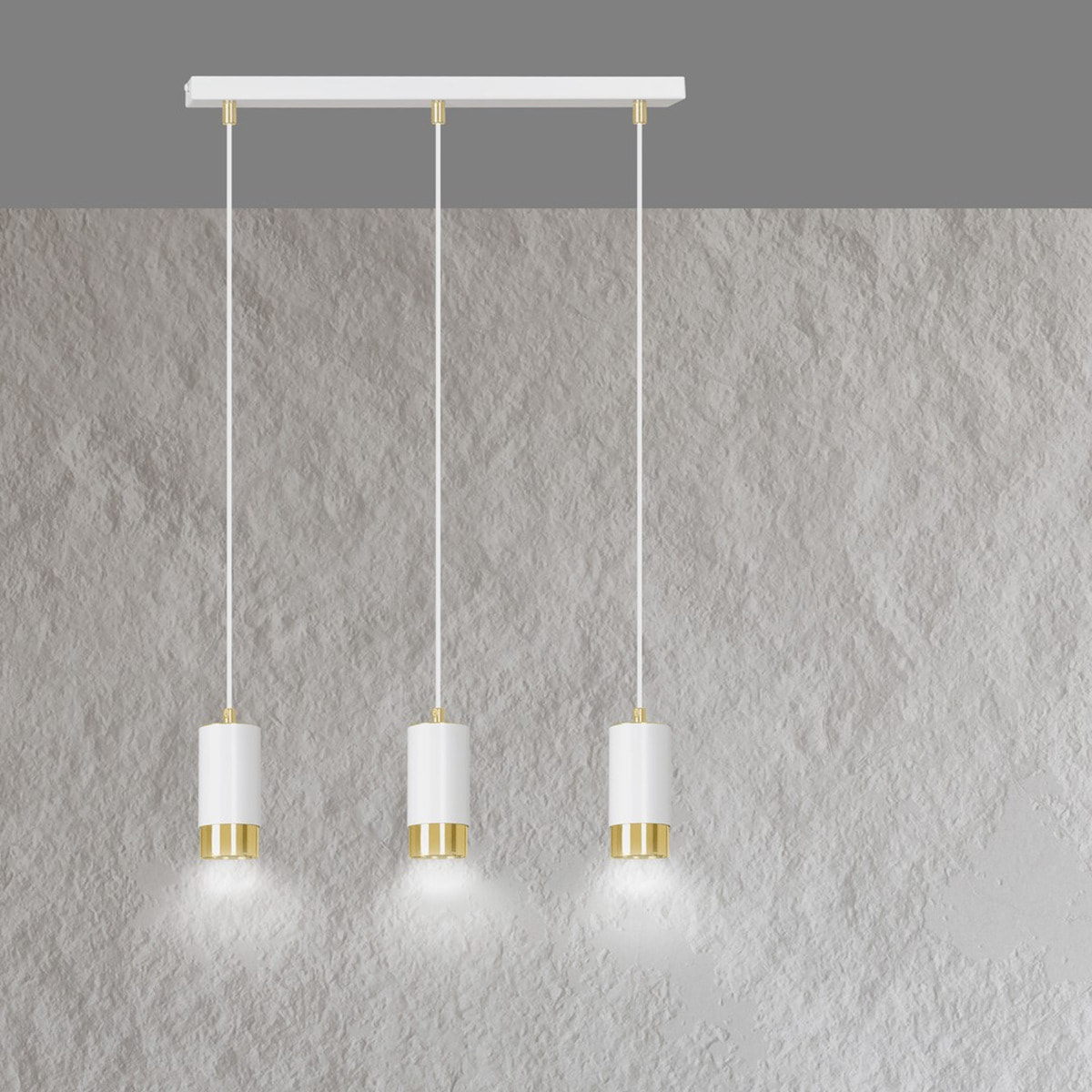 Lampada a sospensione Fumiko in acciaio bianco e oro