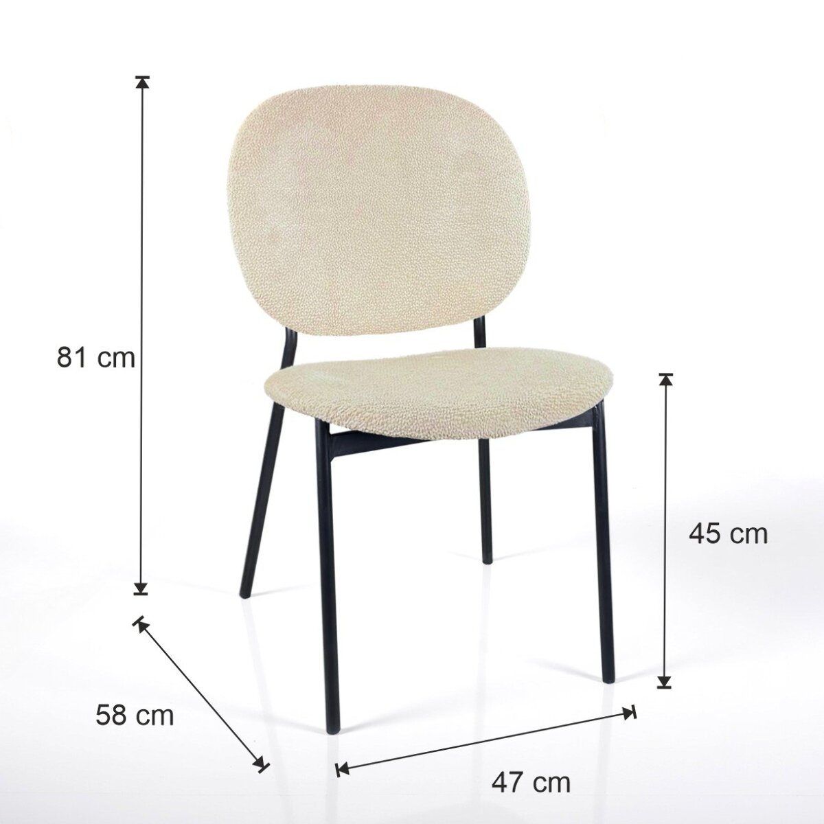 Lot de 2 chaises de salle à manger Tomasucci WERZA, en tissu, beige, 58 × 47 × 81 cm