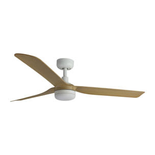 PUNT M LED Ventilateur de plafond blanc/bois clair TUYA