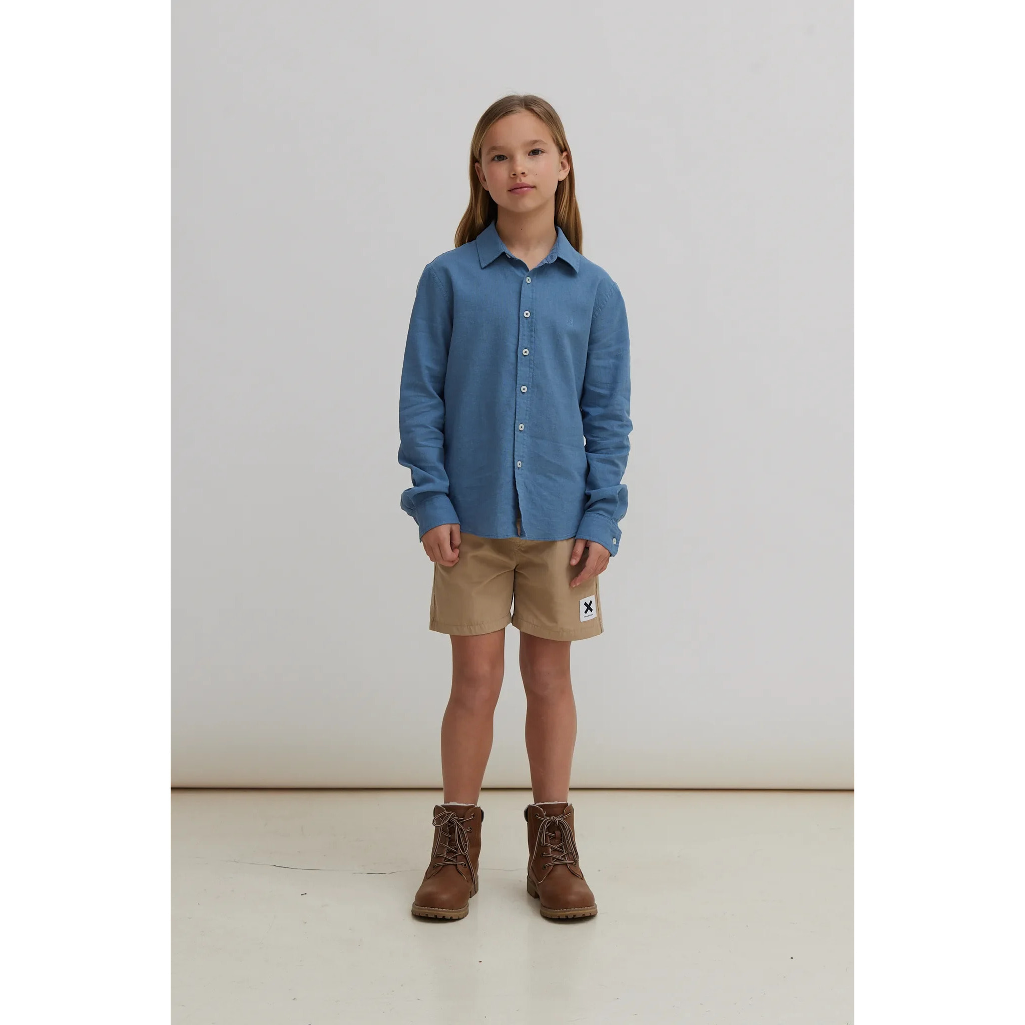 CAMISA KIDS DE LINO SKY BLUE