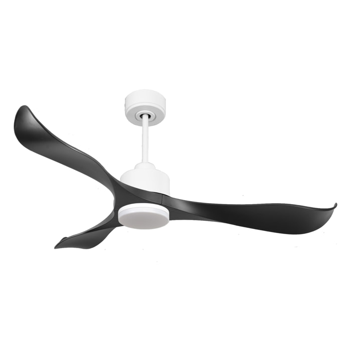 Ventilateur de plafond Réversible  Thermostat Dimmable Wifi Moteur à courant continu Toits en pente Télécommande Lumière à trois tons Adaptateur 2/3 Lames