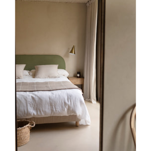 Tête de lit déhoussable en velours côtelé vert en différentes tailles