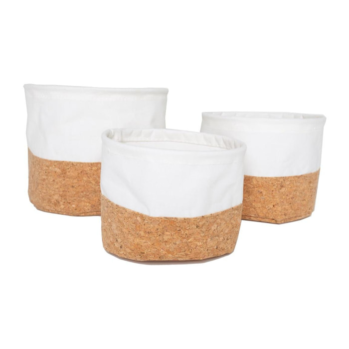 Lot de 3 paniers ronds SIMPLICITY beige