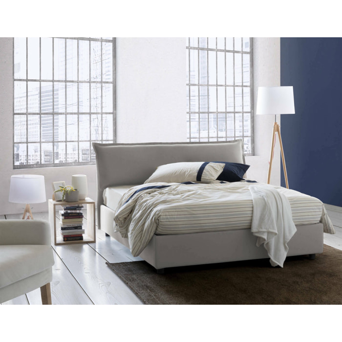 Letto matrimoniale Apaia, Letto contenitore sfoderabile con testiera e giroletto contenitore imbottiti, 100% Made in Italy, adatto per materasso Cm 160x200, Grigio