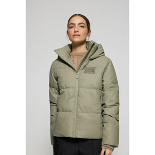 Giubbotto trapuntato Glacier verde con cappuccio fisso e particolari Polo Club