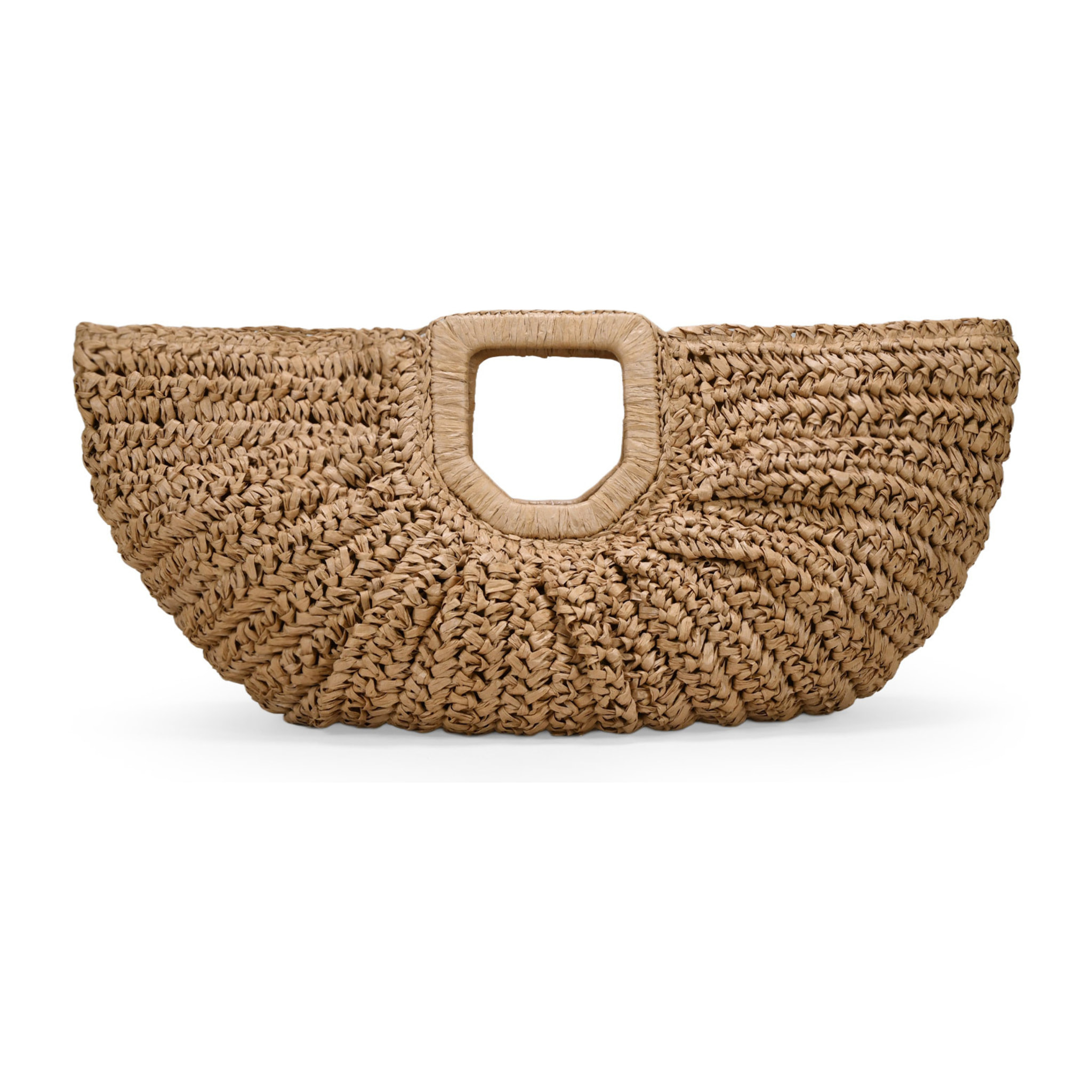 Bolso de mano tostado en rafia