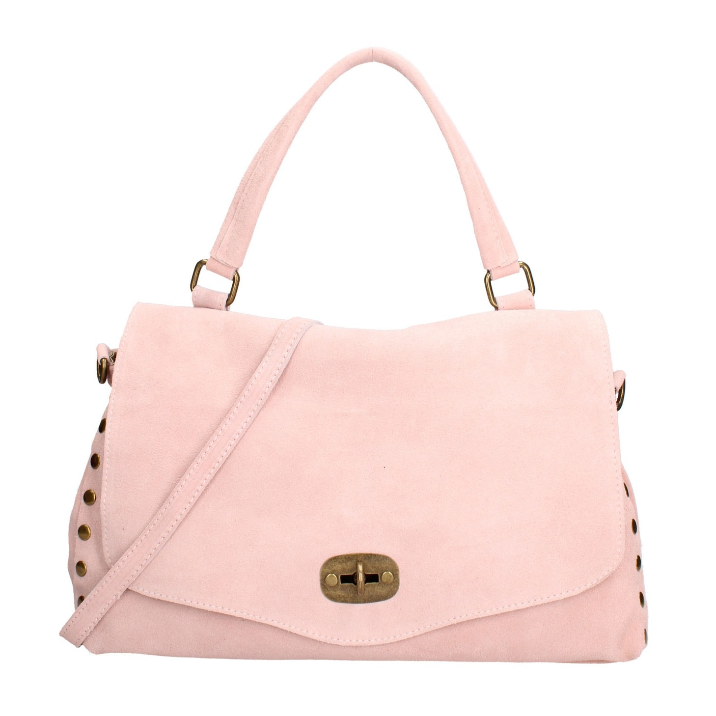 Borsa a mano da donna Made in Italy - Modello Zelia Elite - Pelle scamosciata - 37.0 x 22.0 x 15.0 cm