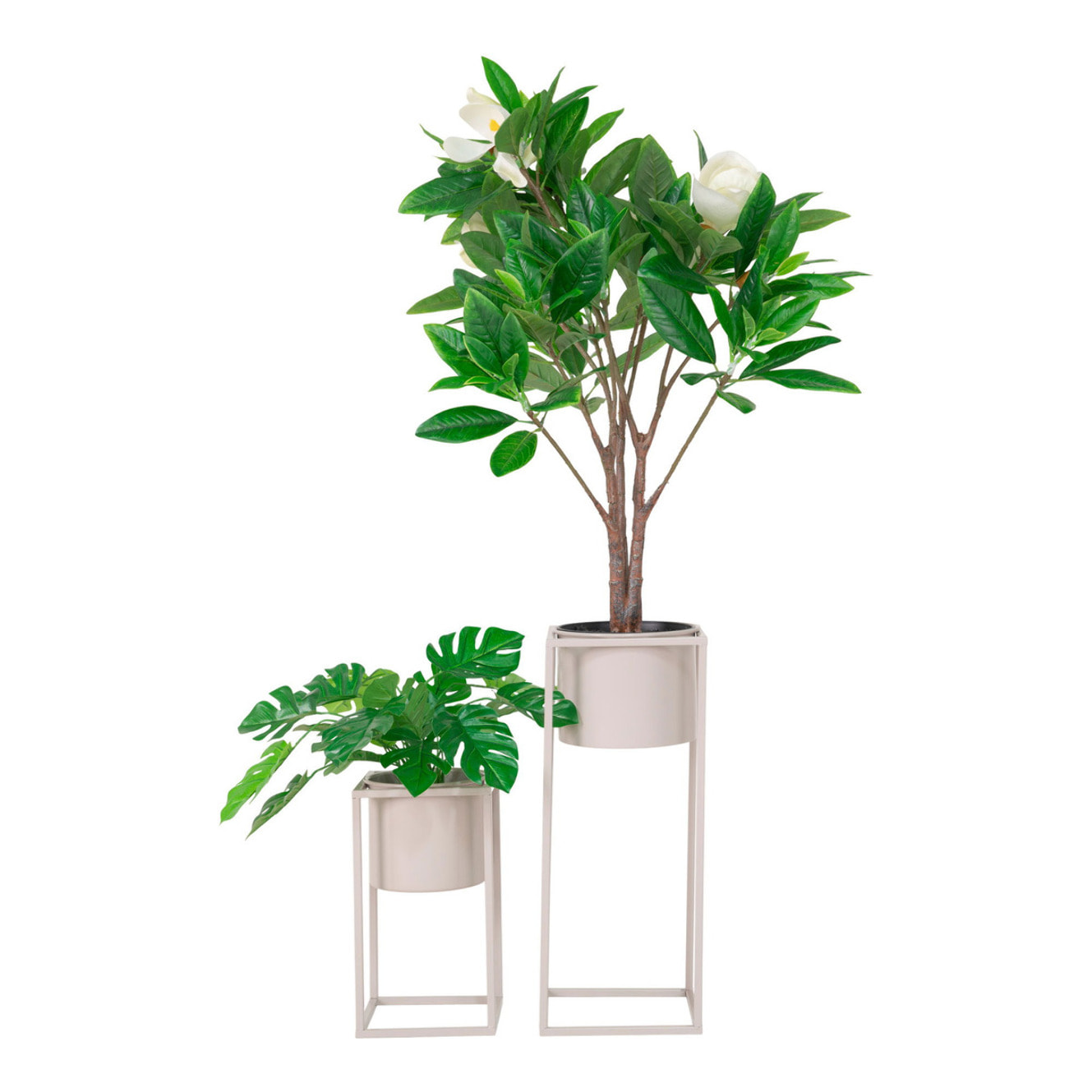 Set 2 vasi da fiori Marla in acciaio beige grigio
