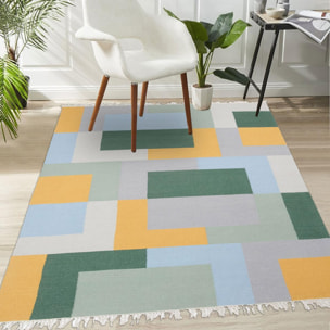 Tapis kilim fait main en laine motif géométrique