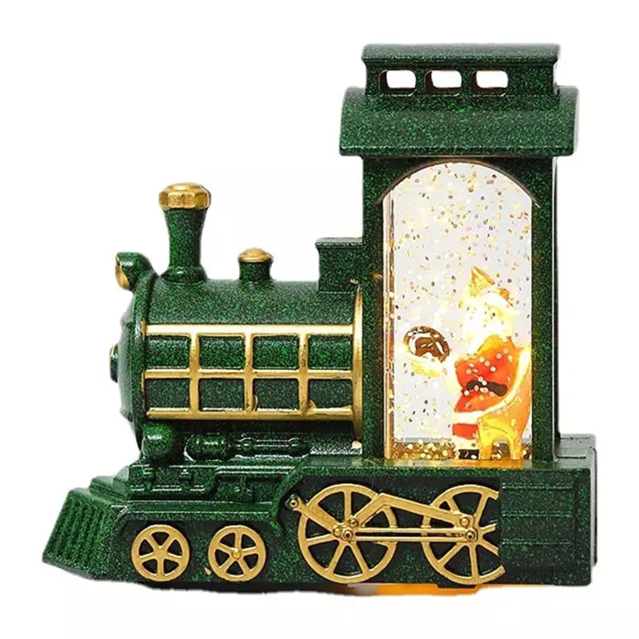 DAM Santa Claus en Tren con luz led. 12,5x6x12 Cm. Color: Verde Oscuro