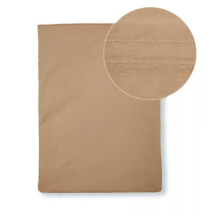 Drap plat percale de coton uni marron La percale caramel