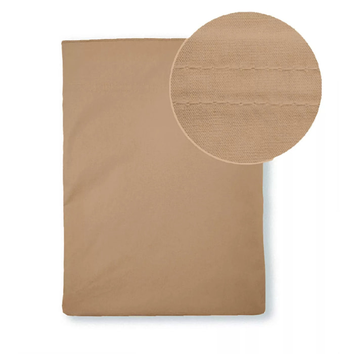 Drap plat percale de coton uni marron La percale caramel