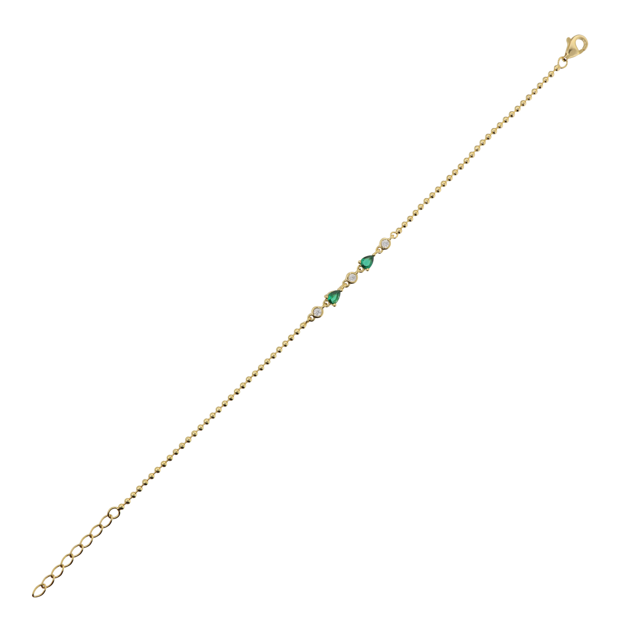 Bracciale con Microbead Lucide e Cubic Zirconia Verdi e Bianche