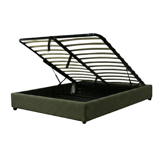 Lit coffre Cancun | Espace de Stockage jusqu'à 900 L | Robuste et Large Angle d’Ouverture | Bouclette | Vert