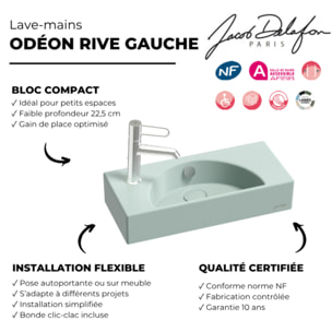 Lave-mains compact 50 cm Odéon Rive Gauche 1 trou de robinetterie à gauche Amande satiné avec bonde